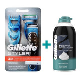 Maquina De Afeitar Gillette Styler 3en1 + Espuma De Afeitar