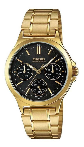 Reloj Casio Ltp-v300g-1audf Mujer 100% Original Color De La Correa Dorado Color Del Bisel Dorado Color Del Fondo Negro