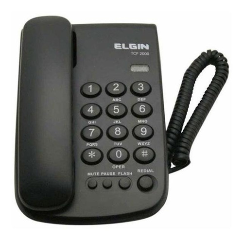 Telefone Fixo Elgin Tcf 2000 Preto, Pronta Entrega