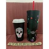 Set Vaso Metal Starbucks + Reusable Glow Calavera