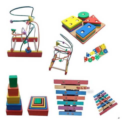 Kit Brinquedo Pedagógico Aramado G, Prancha, Xilofone E Cubo