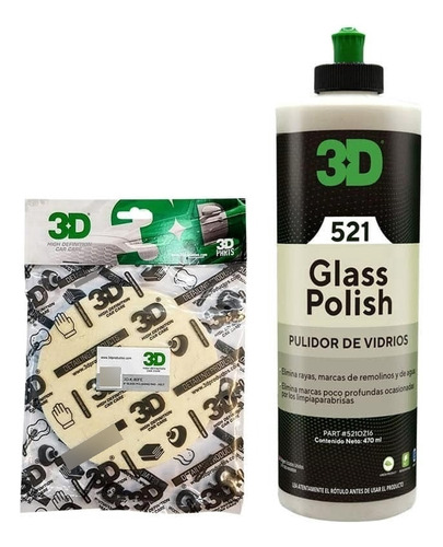 Kit Pulido De Vidrios Glass Polish 500ml + Pad Fieltro 5  3d