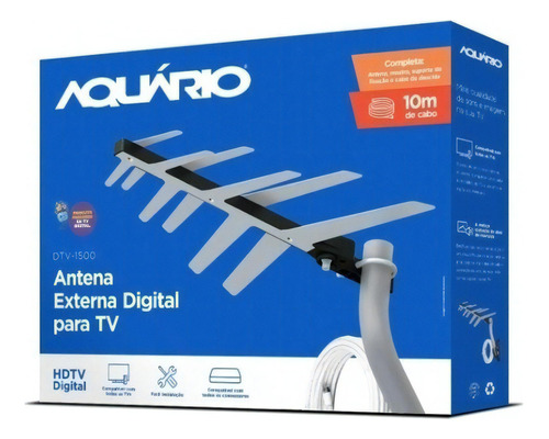 Kit Antena Externa Tv Digital Aquário Dtv-1500 + Acessório