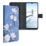 Funda Para Moto G9 Play - Celeste/flores Blancas