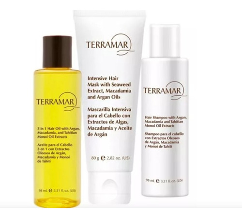 Kit Capilar De Viaje Terramar Aceite,mascarilla Y Shampoo