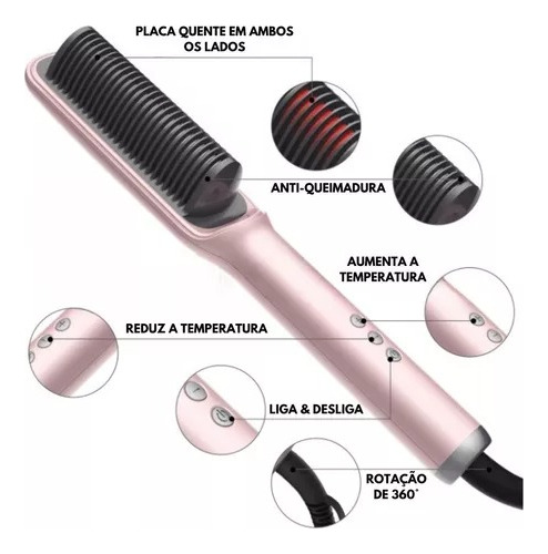 Escova Pente Secadora Profissional Seca E Modela Cabelo 5em1