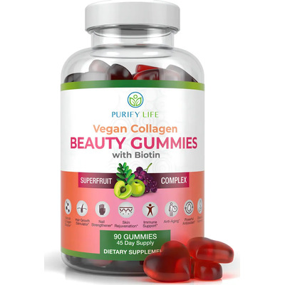 Purify Life Gomitas Veganas de Colágeno y Biotina Sabor Frutas 90 Unidades | Envío gratis