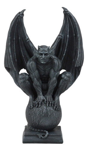 Estatua De Lucifer Satanás Agachado Sobre El Globo, 11.75