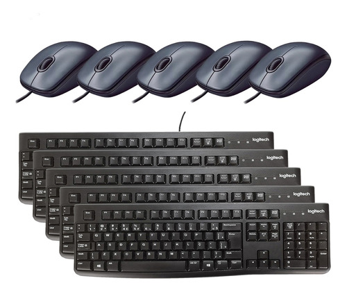 5 Teclado Ç + 5 Mouse Combo Kit Teclado Mouse Cabo Completo.