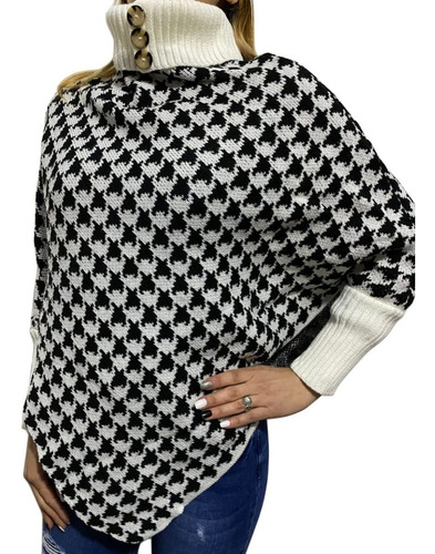 Poncho Con Manga Cuello Beatle 100% Peruano