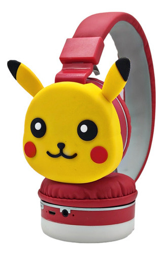 Audifonos Diadema Bluetooth Pikachu Pokémon Para Niños Y Adu Color Rojo Color De La Luz Azul