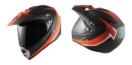 Casco Alessia Tipo Cross Con Mica Moto Mate Naranja