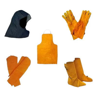 Kit Seguridad Soldador Mandil Guantes Mangas Capucha Polaina