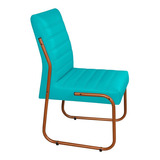 Conjunto Com 4 Cadeira Jade Sala De Jantar Couro Sintético Cor Da Estrutura Da Cadeira Bronze Cor Do Assento Azul-turquesa Desenho Do Tecido Liso