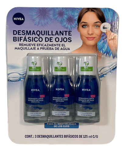 Nivea Desmaquillante Bifásico Para Rostro 3 Pzas De 125 Ml