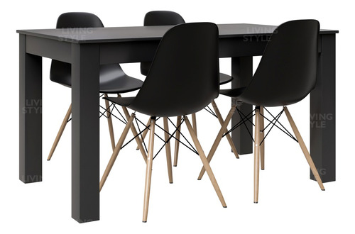 Combo Eco Mesa Comedor Extensible 140 A 180 +4 Sillas Eames