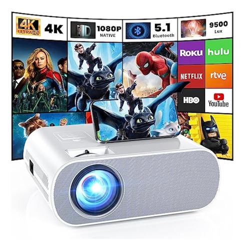 Hompow Proyector Native 1080p Full Hd Bluetooth