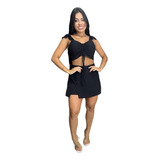 Conjunto Social Feminino Short E Cropped Alça Babado Verão