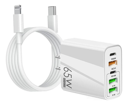 Cargador Carga Rapida 65w 5 En 1 iPhone C Con Cable Yundobop