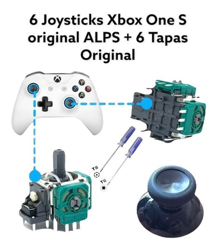 6 Joystick Potenciómetro Alps Xbox One S + Tapas Originales