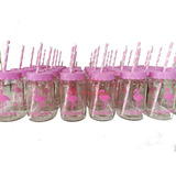16 Frascos Flamencos Rosas Colores Vasos Souvenirs Sorbetes