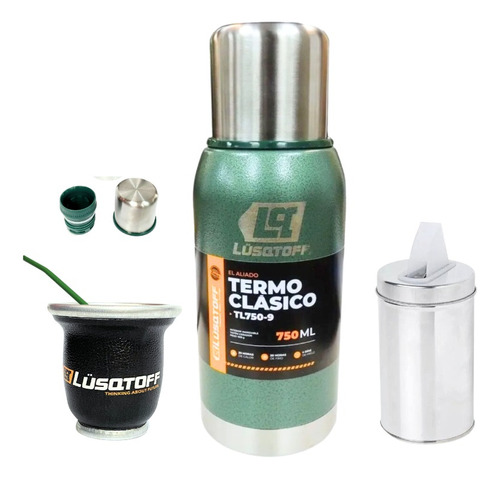 Termo Acero Inoxidable 750ml Lusqtoff Verde Frio Calor Tapa