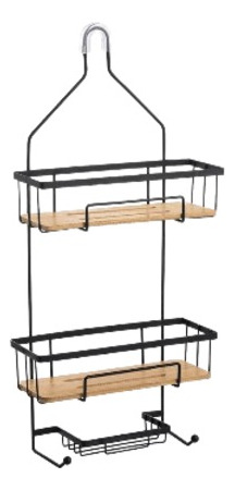 Organizadores De Ducha Colgante Bamboo Con Jabonera Inoxidab