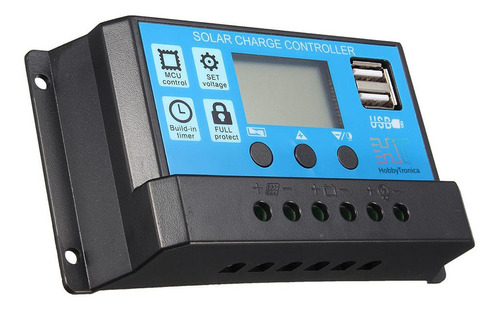 Regulador De Carga Panel Solar 10a 12v 24v Pwm Display Usb