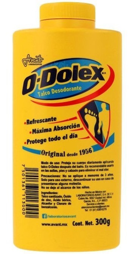 Talco Desodorante Para Pies Odolex Original 300g