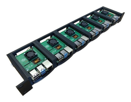 Soporte Para 6 Raspberry Pi 4 En Rack 19¨ 1 U Optimo Cluster