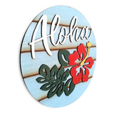 Placa Casa De Praia Floral Aloha Mar Quadro Decorativo