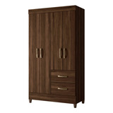 Closet Mobi 4 Puertas 2 Cajones Vekka Color Marrón Oscuro