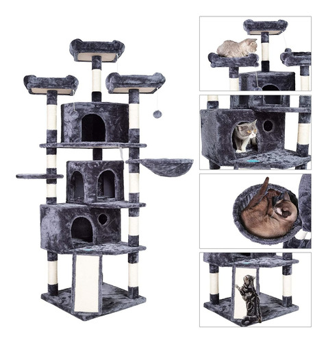 Hey-brother Xl Size Cat Tree, Cat Tower With 3 Caves, 3 Cozy