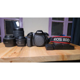 Kit De Canon 80d. Lentes 35mm, 50mm Y 18-135mm. +3 Pilas.