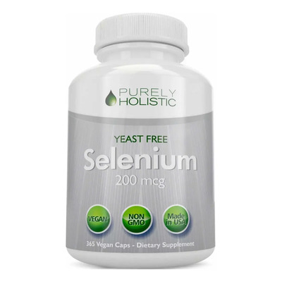 Selenio Purely Holistic 200mcg 365 Cápsulas Veganas Sin Sabor Apoyo Tiroides Corazón | Envío gratis