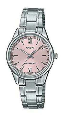 Reloj Casio De Dama Modelo Ltp-v005 Metal Cara Rosa Romanos
