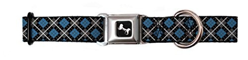 Buckle-down Seatbelt Buckle Dog Collar - Argyle Black/gray/t