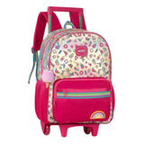 Mochila Infantil Feminina Menina Rodinha Escolar Arco Iris