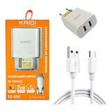 Carregador Turbo Celular Rápido Tipo C 2 Usb Kaidi Kd-109c