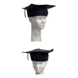 Gorro De Egresado X 25 Unidades - Negro Con Cordón Negro