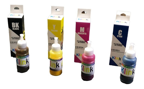 Kit 4 Botellas Tinta Klink Sublimacion 70ml Colores Brillant
