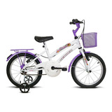 Bicicleta  De Passeio Infantil Verden Breeze Aro 16 Freios V-brakes Cor Branco/lilás Com Rodas De Treinamento