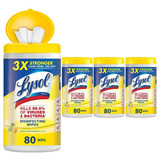 Set De 4 Botes Con 80  Toallas Desinfectantes Lysol