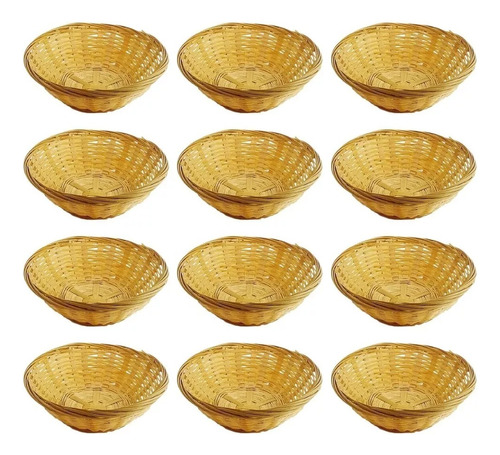 Panera Redonda De Mimbre Pan Tostadas Galletitas 20cm X12 U.