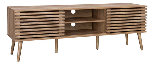 Mueble De Tv Top Living Retro Con Puertas Corredizas Café