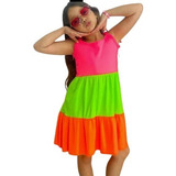 Vestido Três Marias Neon Infanto Juvenil