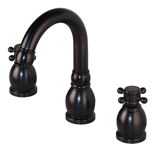 Griferia De Baño Vintage Vanitory Doble Comando Negro Mate