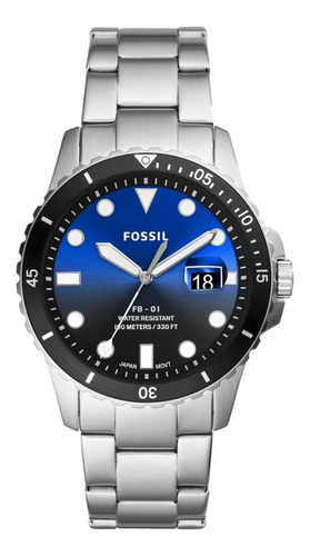 Reloj Fossil Fs5668 Men's Fb-01 Cuarzo Acero Inoxidable D Color De La Correa Plateado Color Del Bisel Negro Color Del Fondo Azul