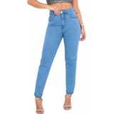 Calça Feminina Jeans Mom Destroyed Rasgada Cintura Alta Top 