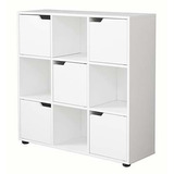 Organizador De Madera Con 9 Cubos Y 5 Puertas, Blanco